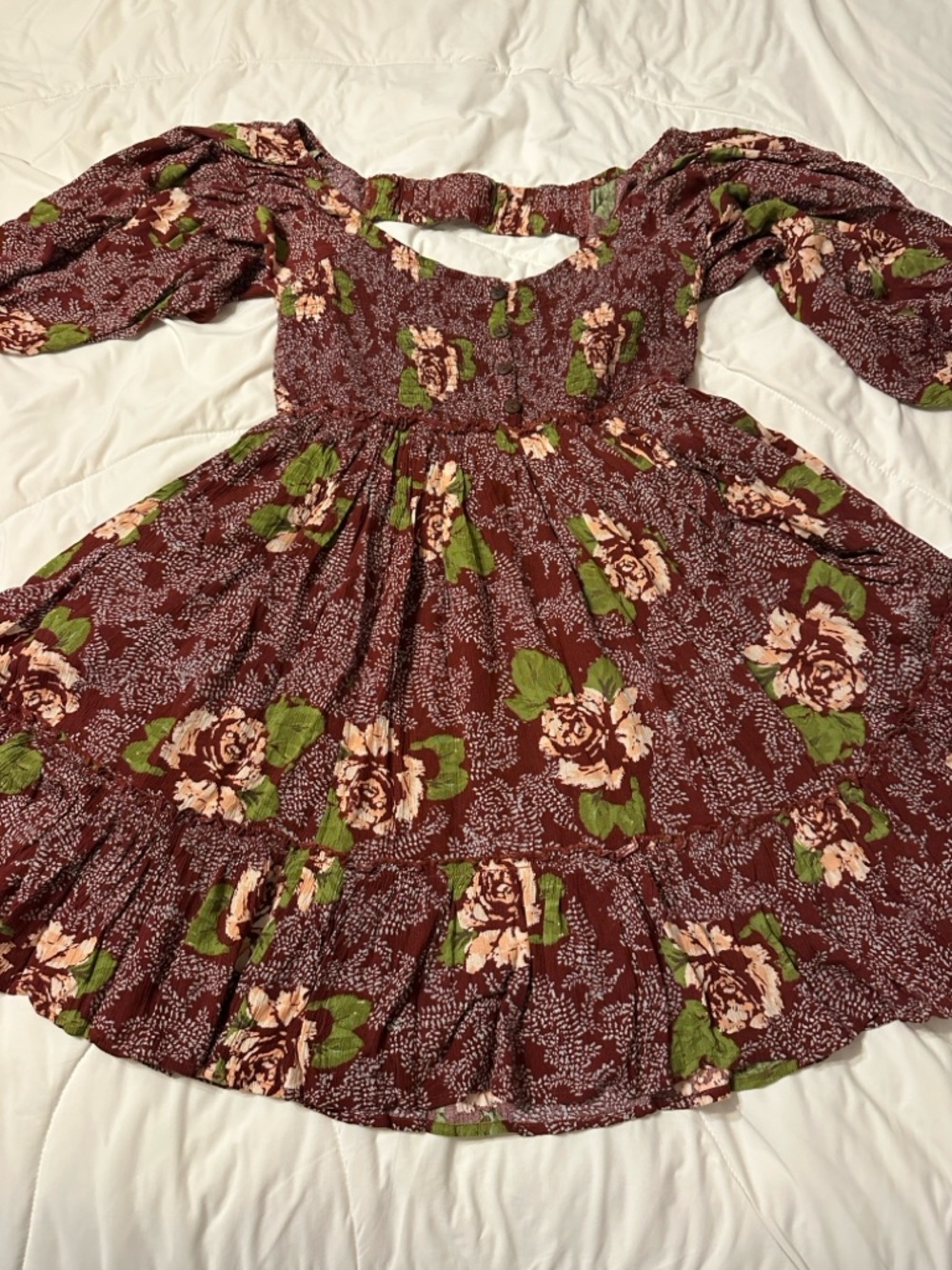 Free People Summer Picnic Printed Mini Dress - NWOT - Size L - Picture 4 of 16